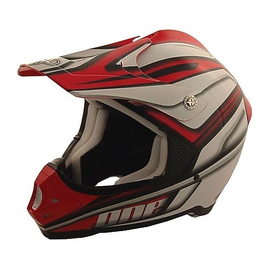 Casque Moto Cross Enduro One Racing Griffin Blanc Rouge