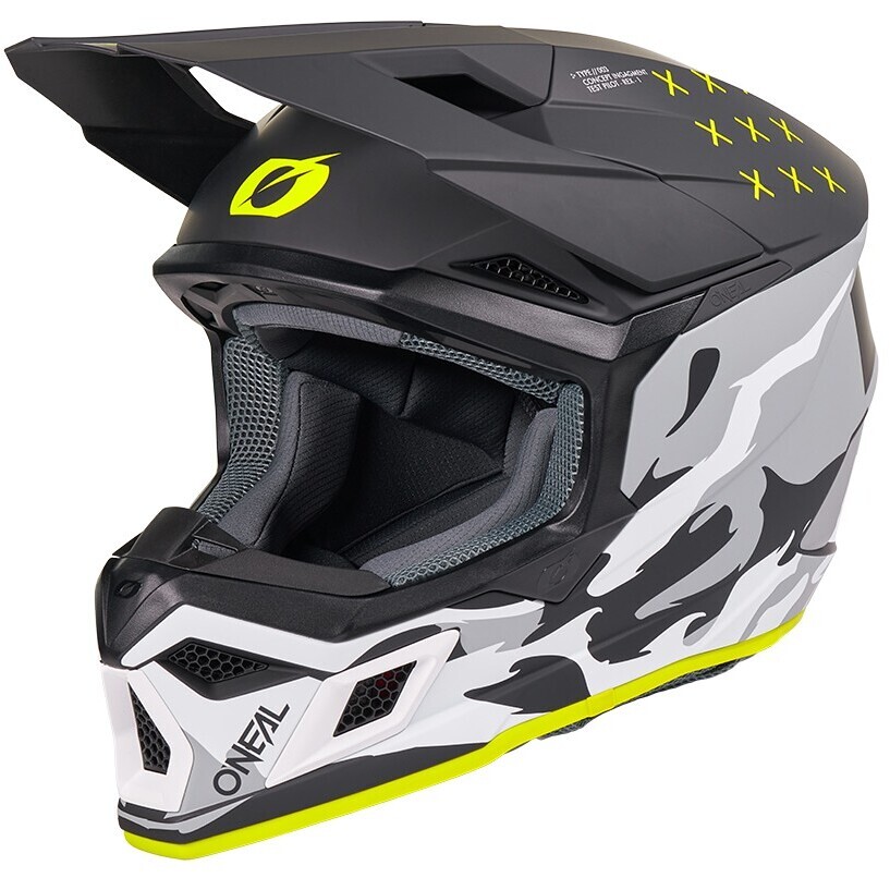 Casque moto cross enduro Oneal 3SRS HEAT V.27 Noir Gris