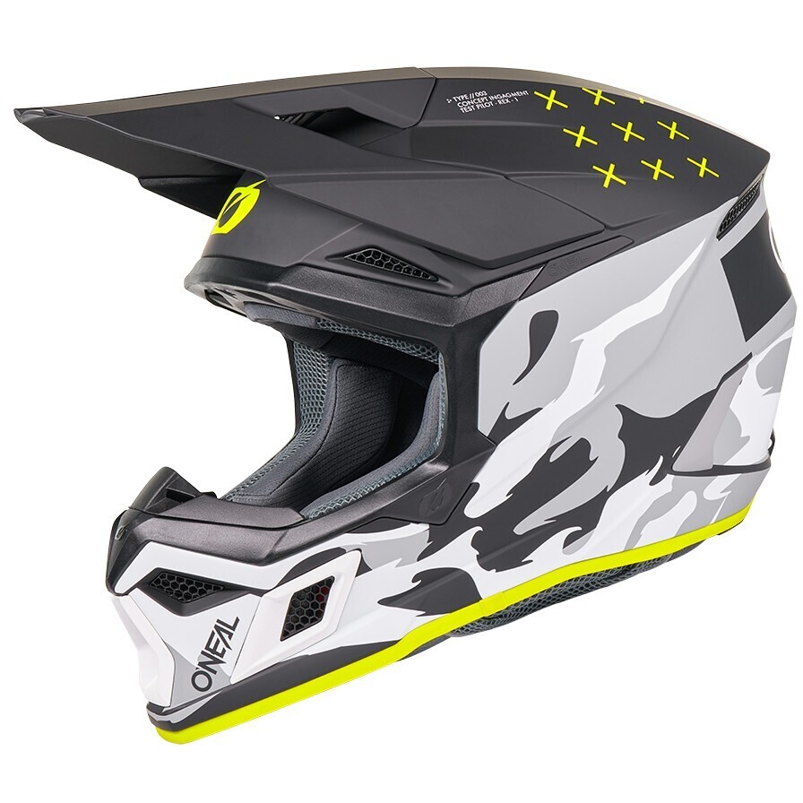 Casque moto cross enduro Oneal 3SRS HEAT V.27 Noir Gris