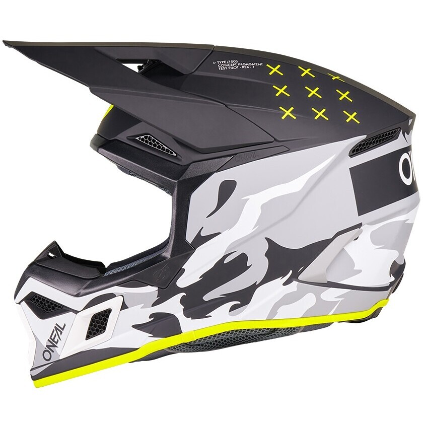 Casque moto cross enduro Oneal 3SRS HEAT V.27 Noir Gris
