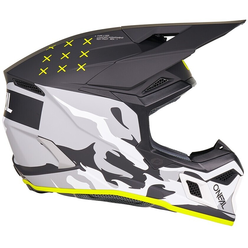 Casque moto cross enduro Oneal 3SRS HEAT V.27 Noir Gris