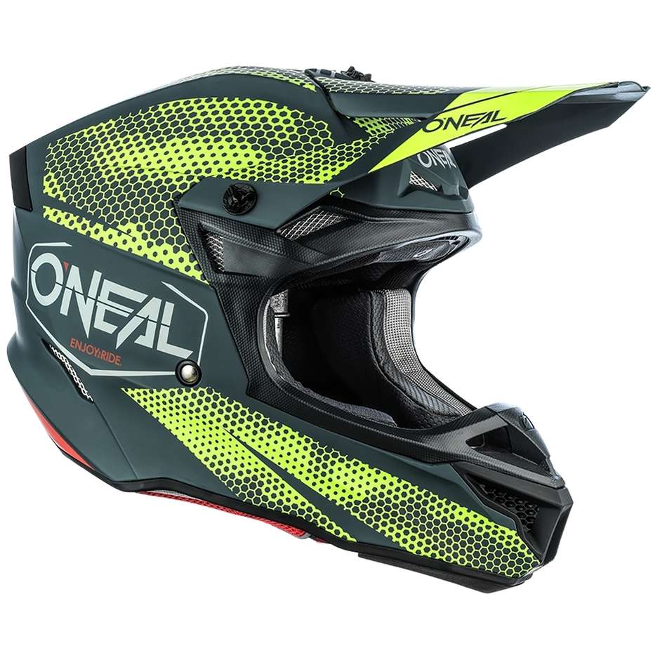 Casque Moto Cross Enduro Oneal 5Srs Casque Polyacrylite Covert Charcoal Jaune