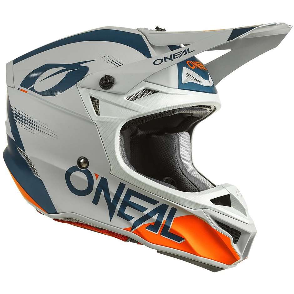 Casque Moto Cross Enduro Oneal 5Srs Polyacrylite HAZE V.22 Bleu Orange