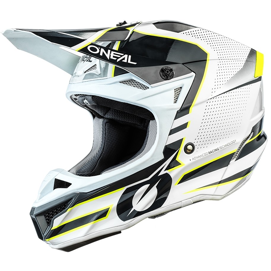 Casque Moto Cross Enduro Oneal 5Srs Polyacrylite Helmetleek Blanc Gris
