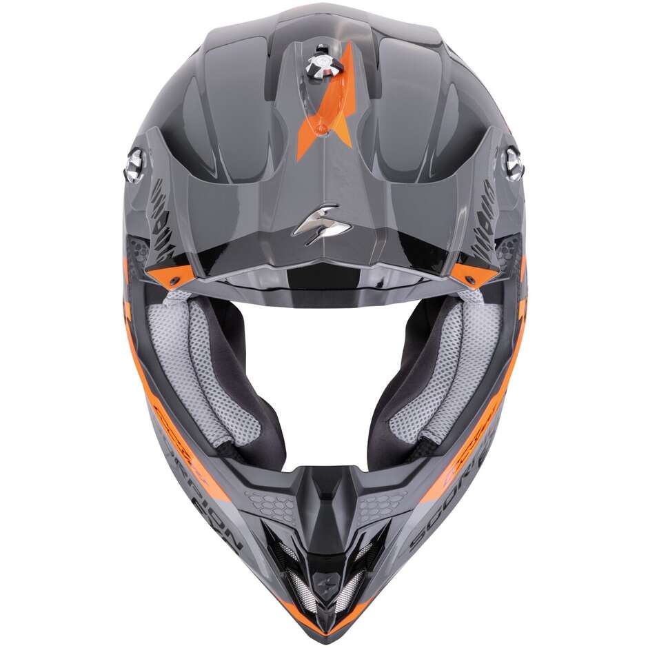 Casque Moto Cross Enduro Scorpion VX-16 EVO AIR ROD Gris Orange