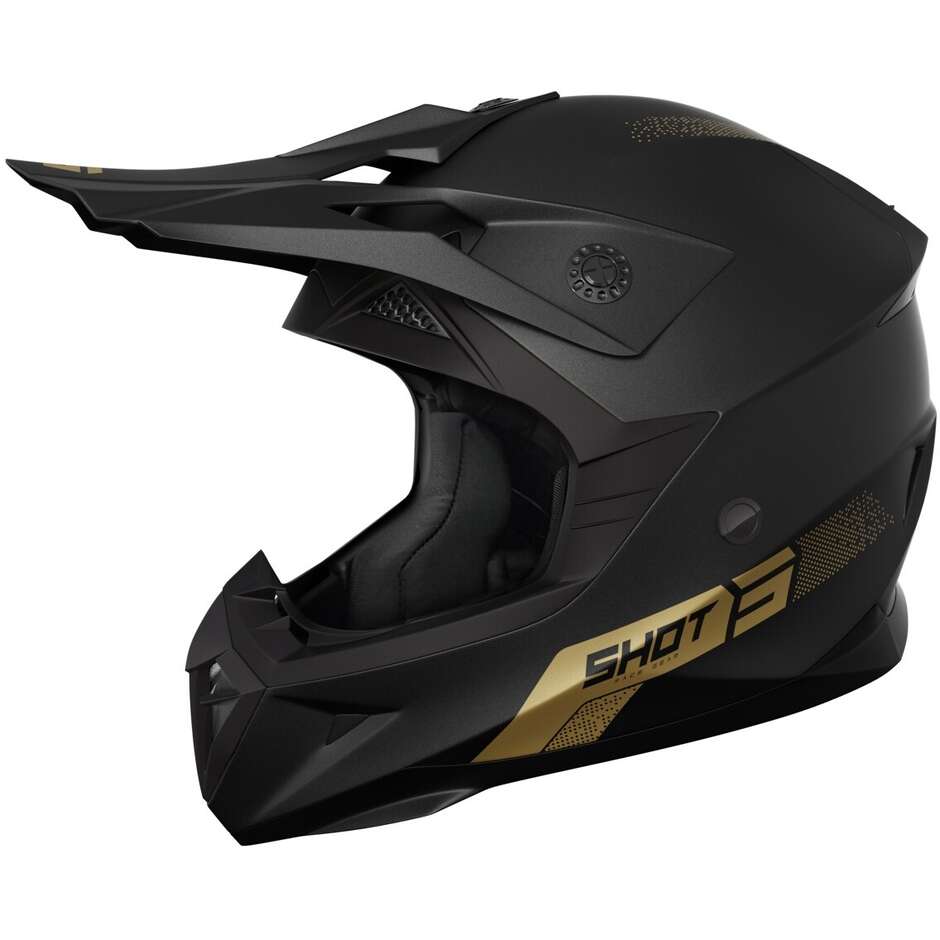 Casque Moto Cross Enduro Shot PULSE ELEMENT Noir Mat Or