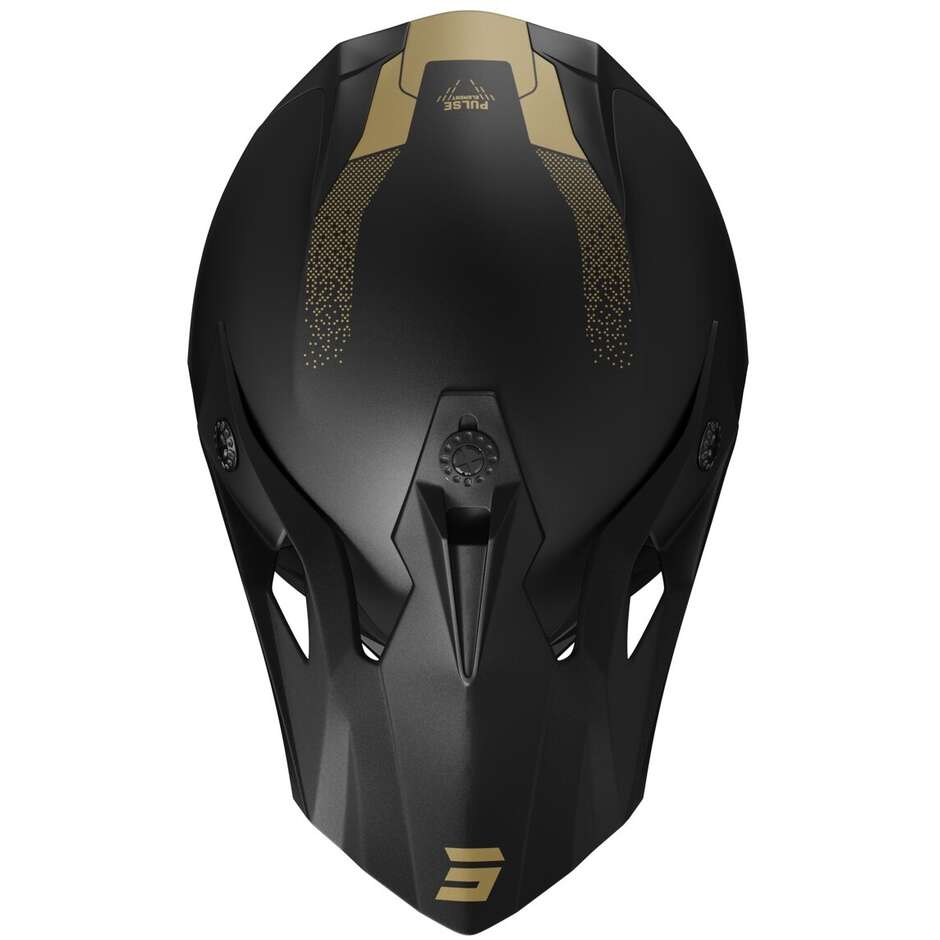 Casque Moto Cross Enduro Shot PULSE ELEMENT Noir Mat Or