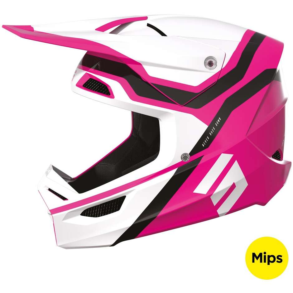 Casque Moto Cross Enduro Shot RACE SKY Rose Brillant