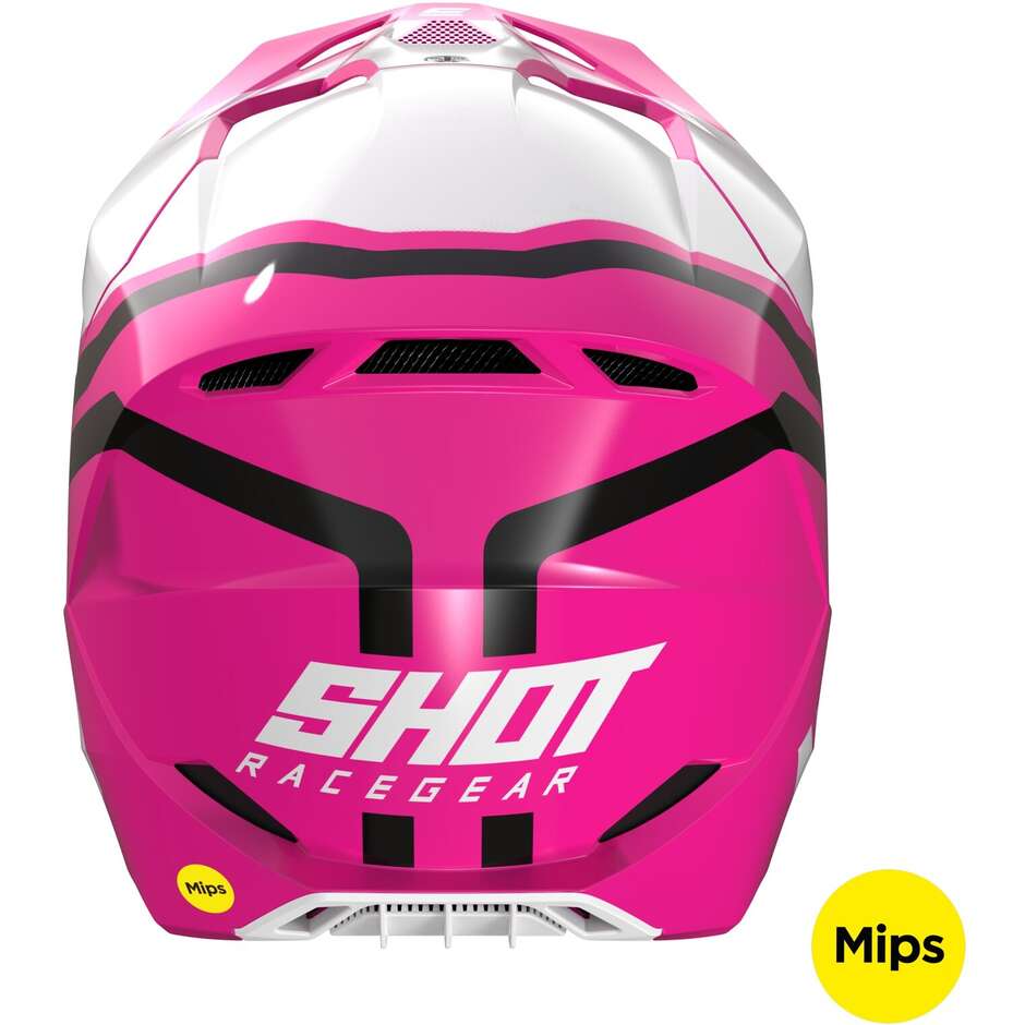 Casque Moto Cross Enduro Shot RACE SKY Rose Brillant
