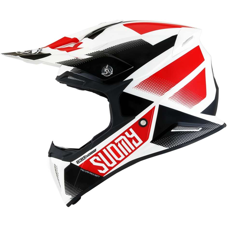Casque Moto Cross Enduro Suomy X-WING GRIP Blanc Rouge
