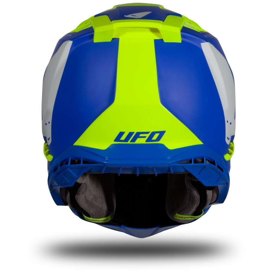 Casque Moto Cross Enduro Ufo ECHUS Bleu Fluo Jaune Mat