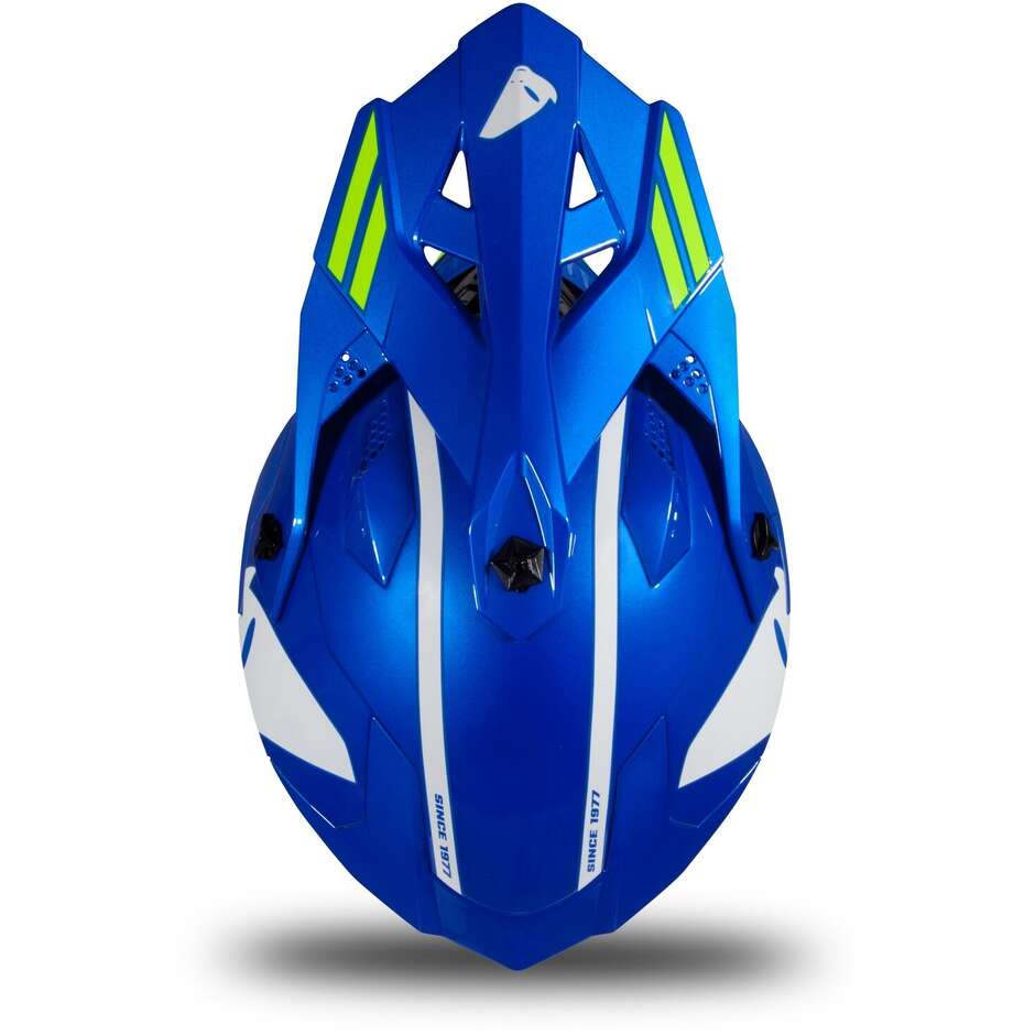 Casque Moto Cross Enduro Ufo INTREPID Bleu Jaune Fluo