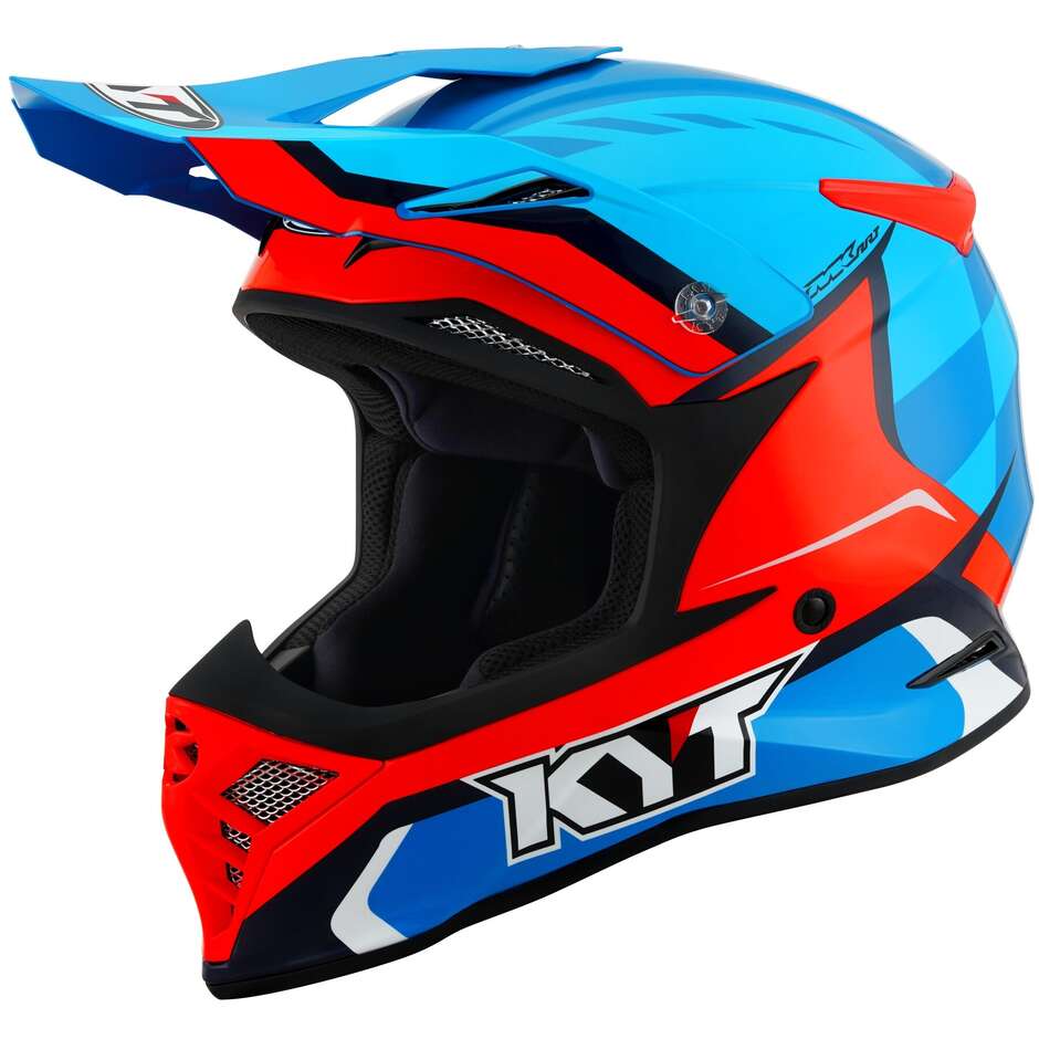 Casque Moto Cross KYT SKYHAWK GLOWING Bleu Orange Fluo