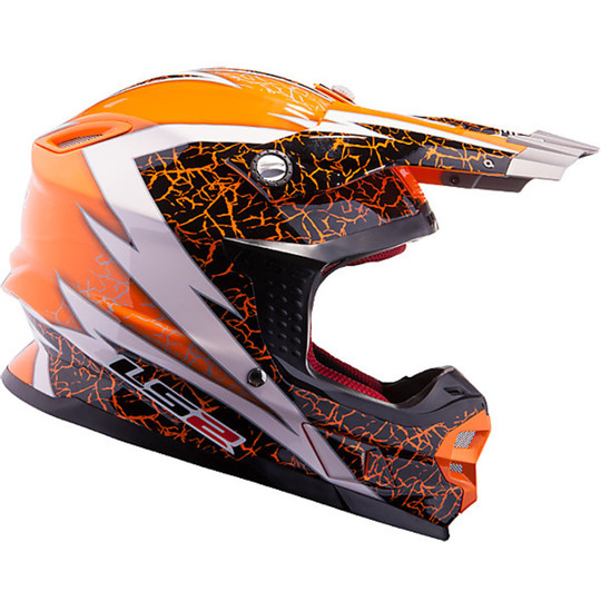 Casque moto cross LS2 MX456 en fibre Craze blanc orange