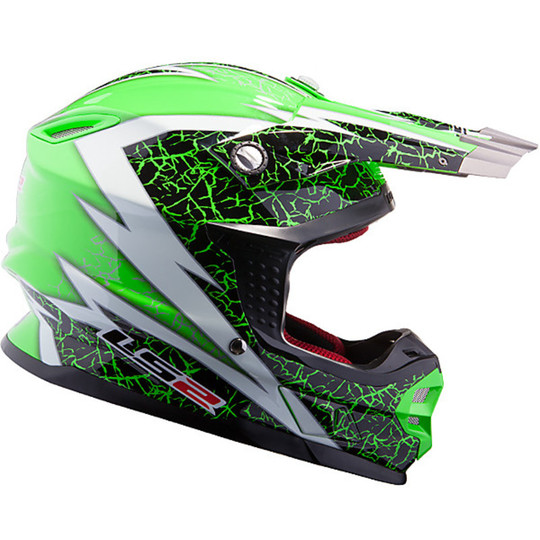 Casque moto cross LS2 MX456 en fibre Craze blanc vert