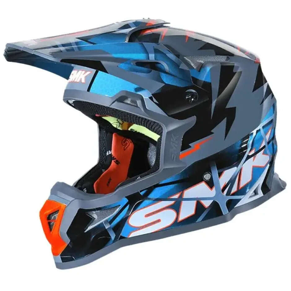 Casque Moto Cross SMK Allterra Fulmine MX GL651 Bleu Gris