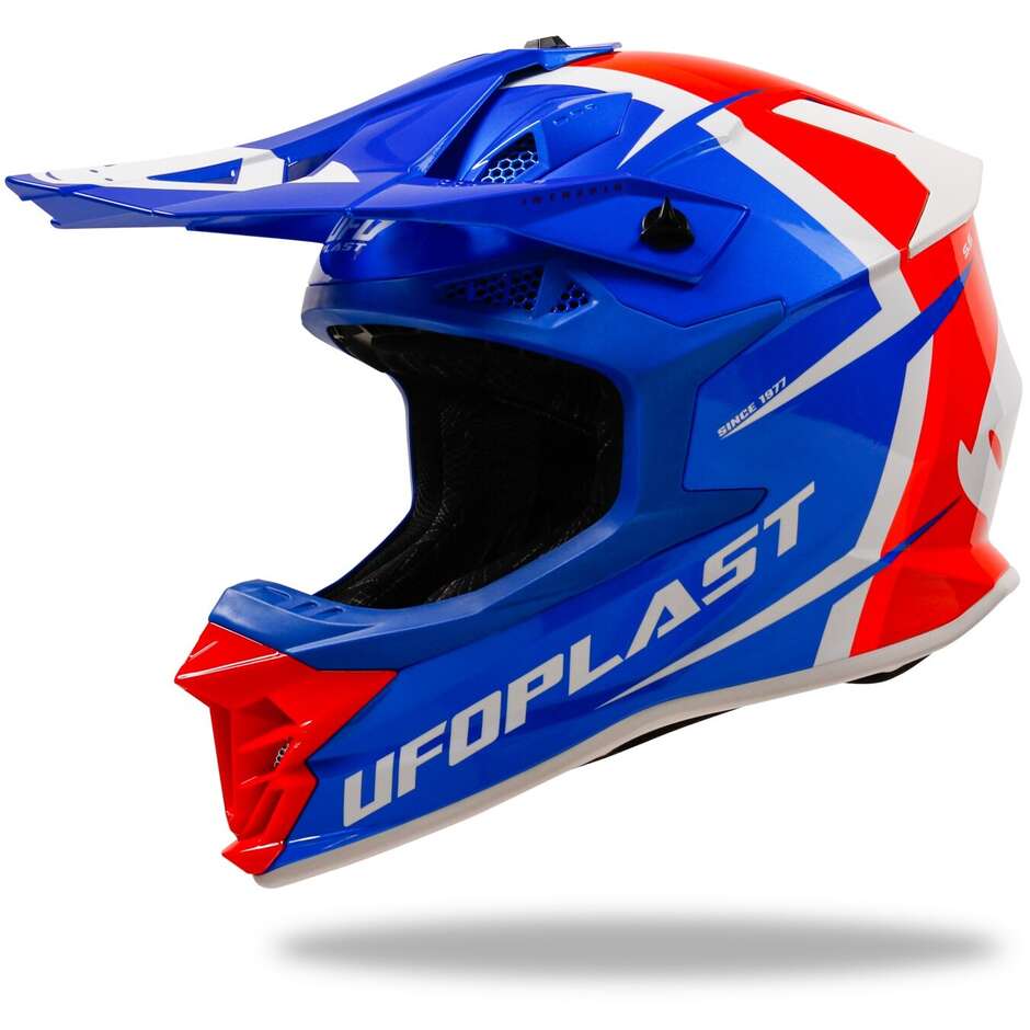 Casque Moto Cross Ufo INTREPID Bleu Rouge