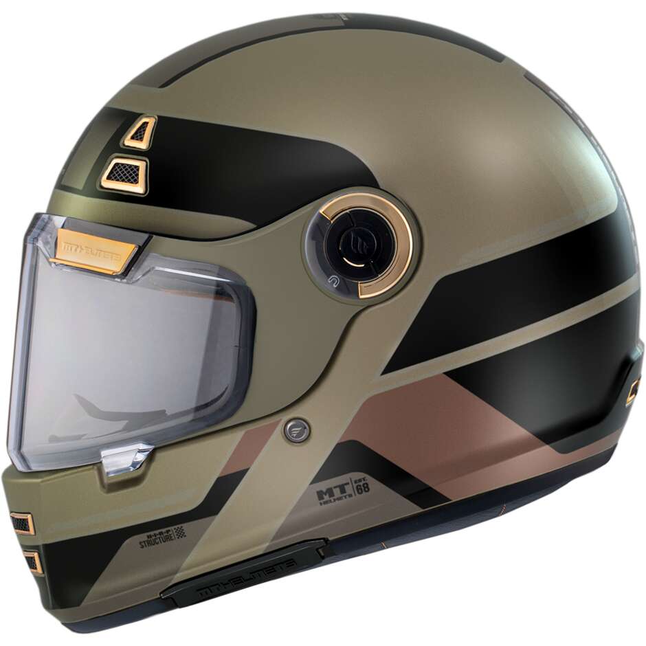 Casque Moto Custom Retro' Mt Helmets JARAMA 68Th C9 Or Mat