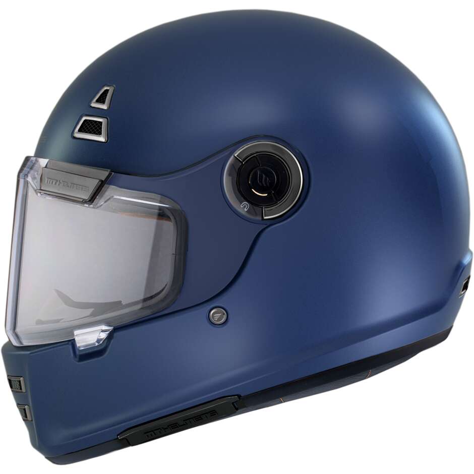 Casque Moto Custom Retro' Mt Helmets JARAMA SOLID A7 Bleu Mat