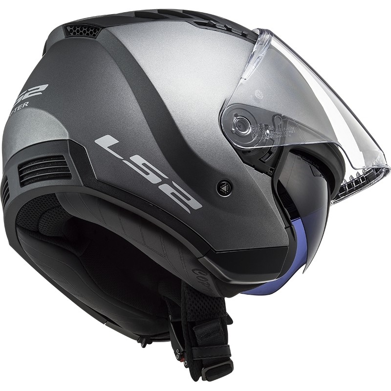 Casque Moto Double Visière Jet Ls2 OF600 Copter Solid Matt Black Vente en  Ligne 