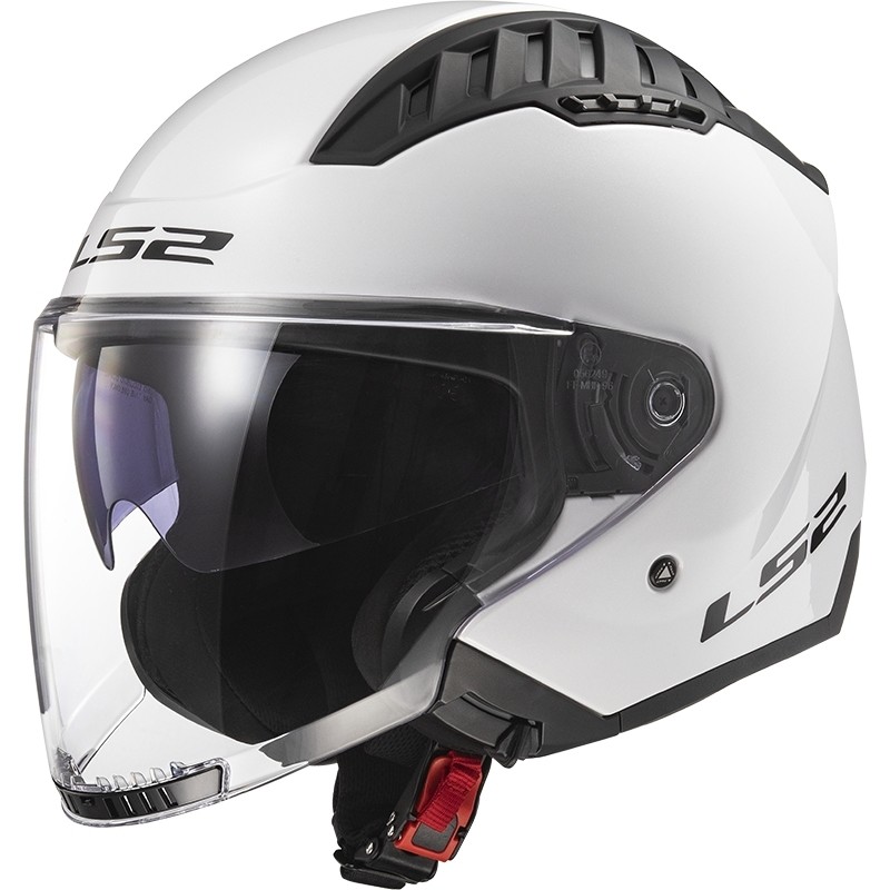 Casque Moto Double Visière Jet Ls2 OF600 Copter Solid White