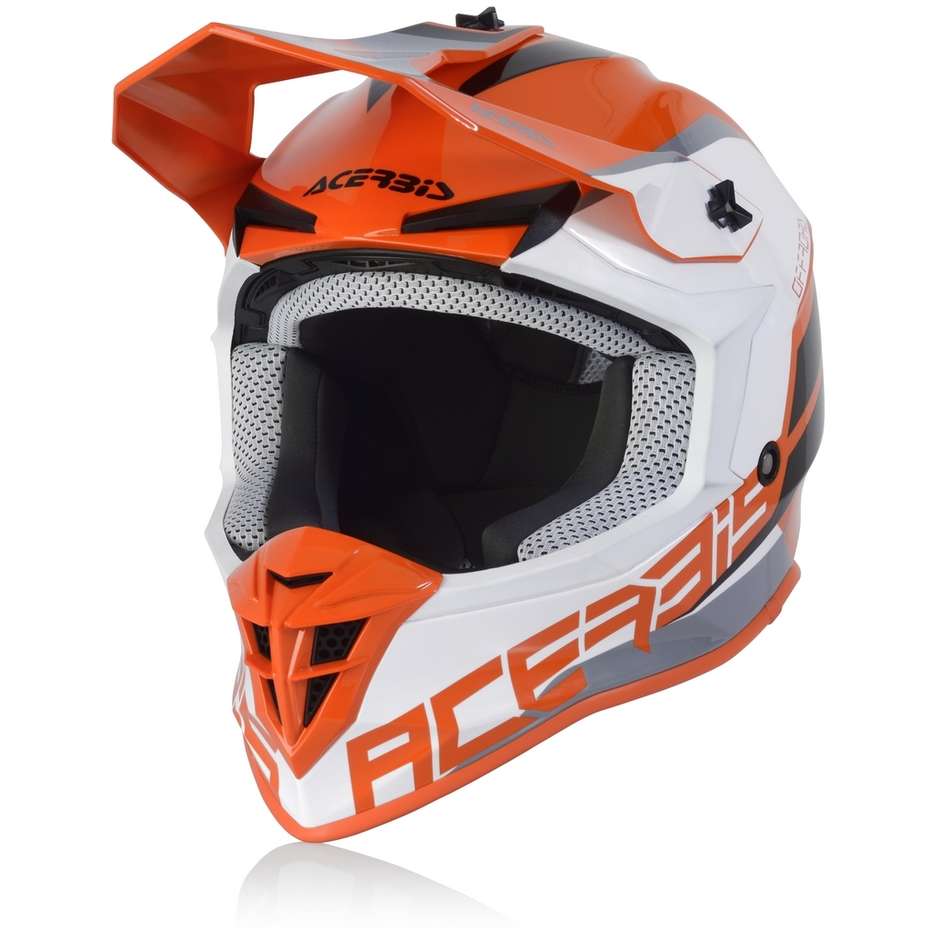 Casque Moto Enduro Acerbis LINEAR Orange Blanc Cross