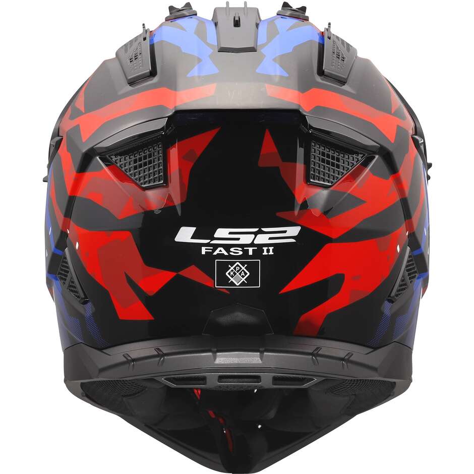 Casque moto enduro LS2 MX708 FAST II GROTESK Blanc Bleu Rouge