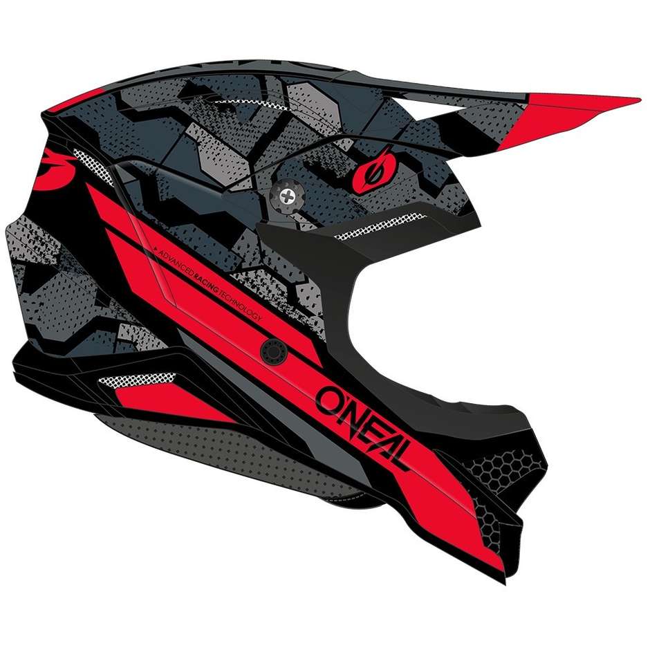 Casque Moto Enduro Oneal 3Srs CAMO V.22 Cross Noir Rouge