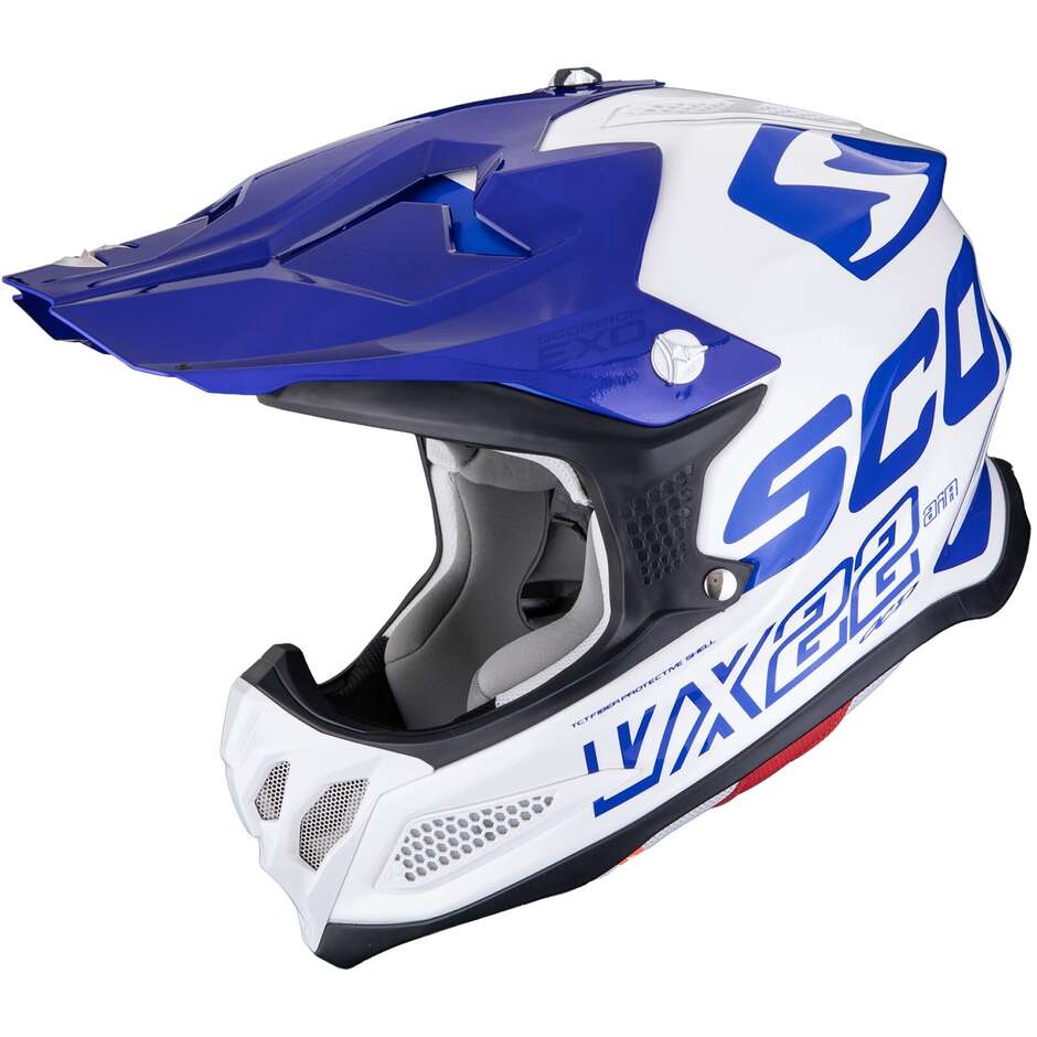 Casque moto enduro Scorpion VX-22 AIR UPDOWN Blanc Bleu