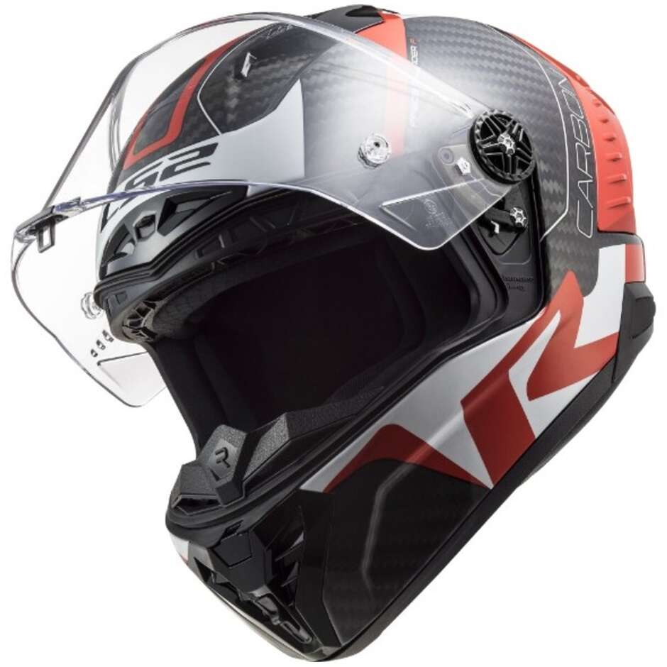 Casque Moto Full Carbon Ls2 FF805 THUNDER C Racing1 Rouge Blanc