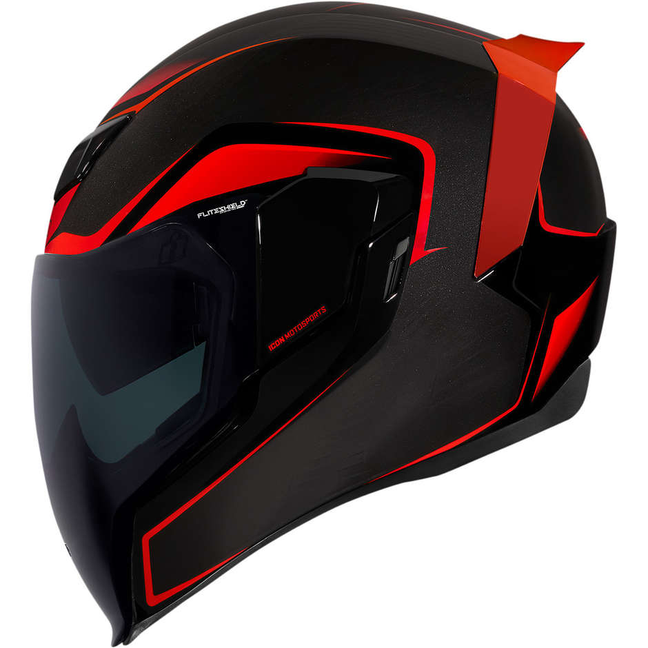 Casque Moto Intégral Double Visière Icon AIRFLITE Raceflit Rouge Vente en  Ligne 