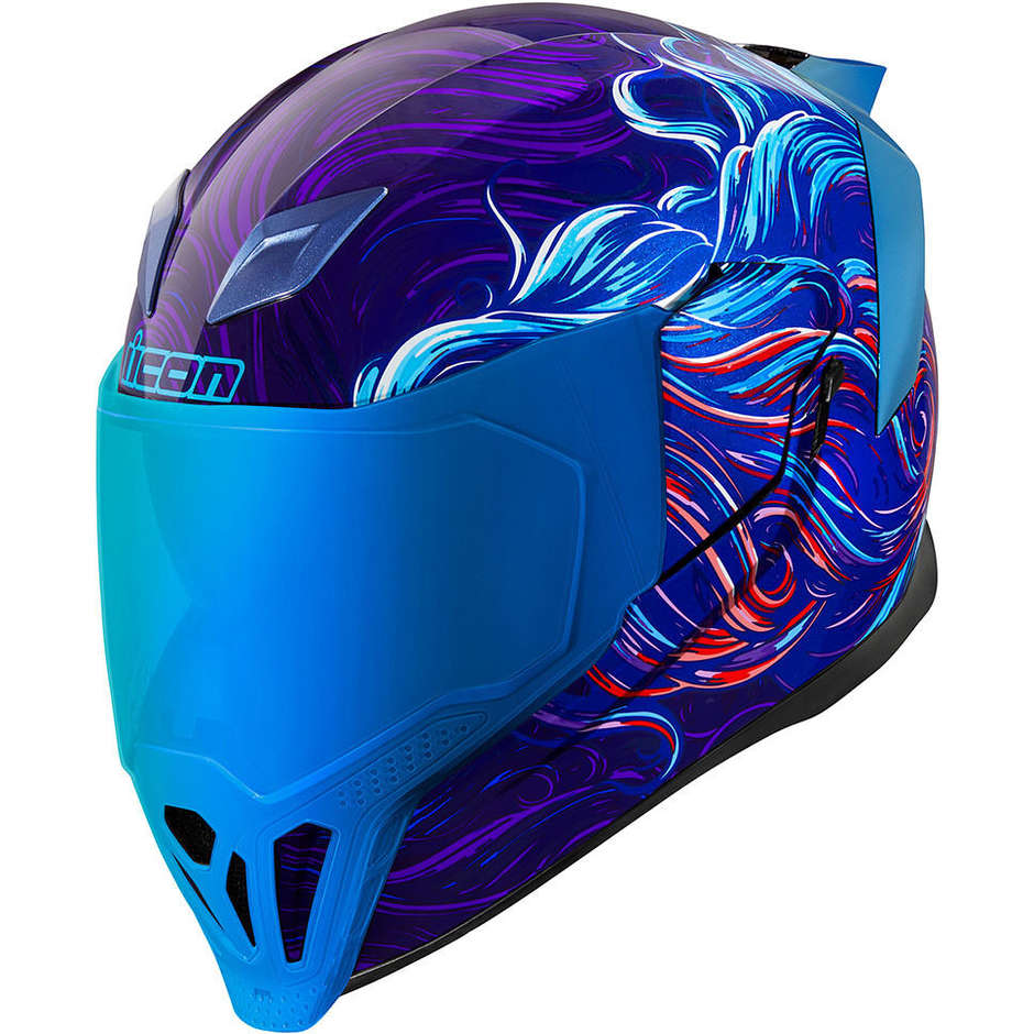 LS2 Kid Svent Gloss Blue Green Casque Moto Intégral Enfant - Homologué ECE 22.06