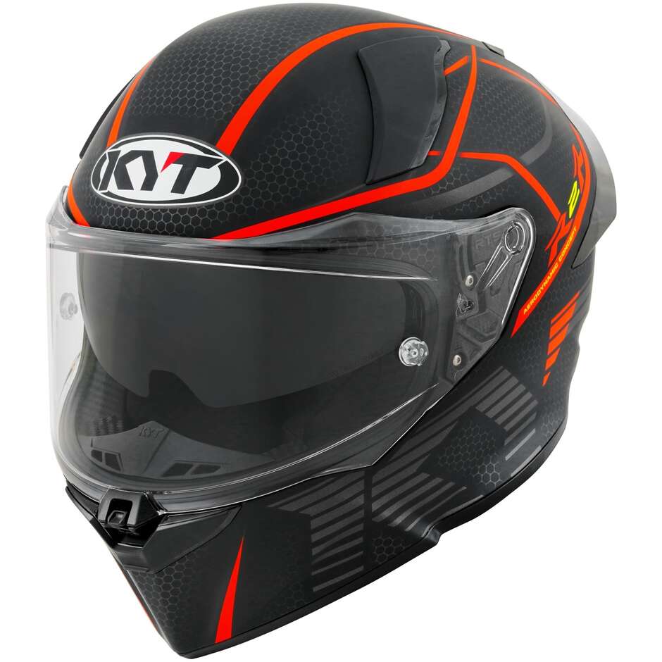 Casque Intégral Moto KYT R2R Plain - Noir Mat, Aérodynamique, Visière Easy Lock, Norme ECE 22.06