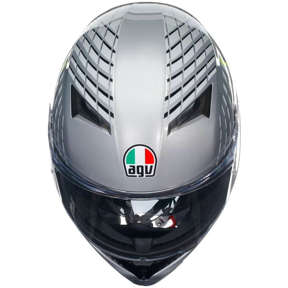 Casque Moto Intégral Agv K3 FORTIFY Gris Noir Jaune Fluo