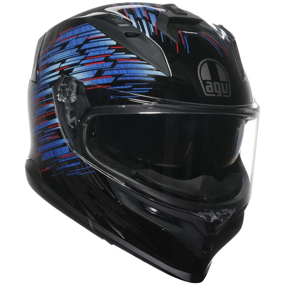 Casque moto intégral Agv K7 GENISYS noir mat bleu gris