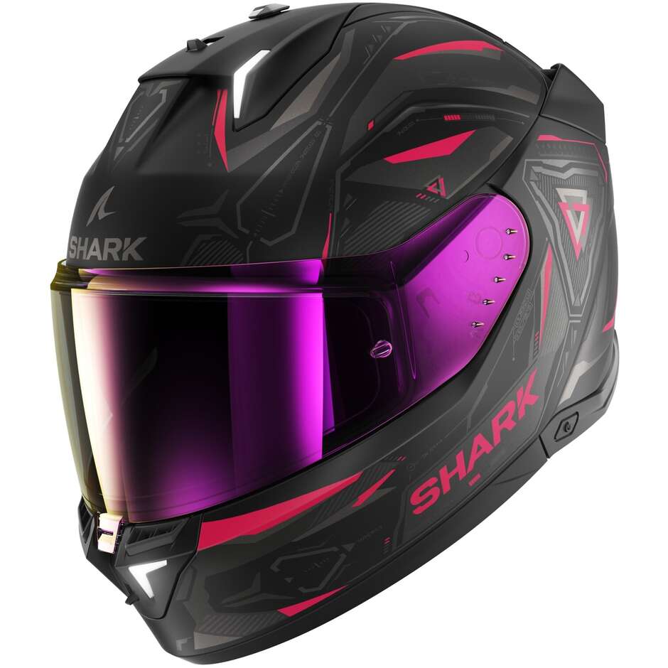 Casque moto intégral avec LED Shark SKWAL i3 LINIK MAT Noir Violet Anthracite