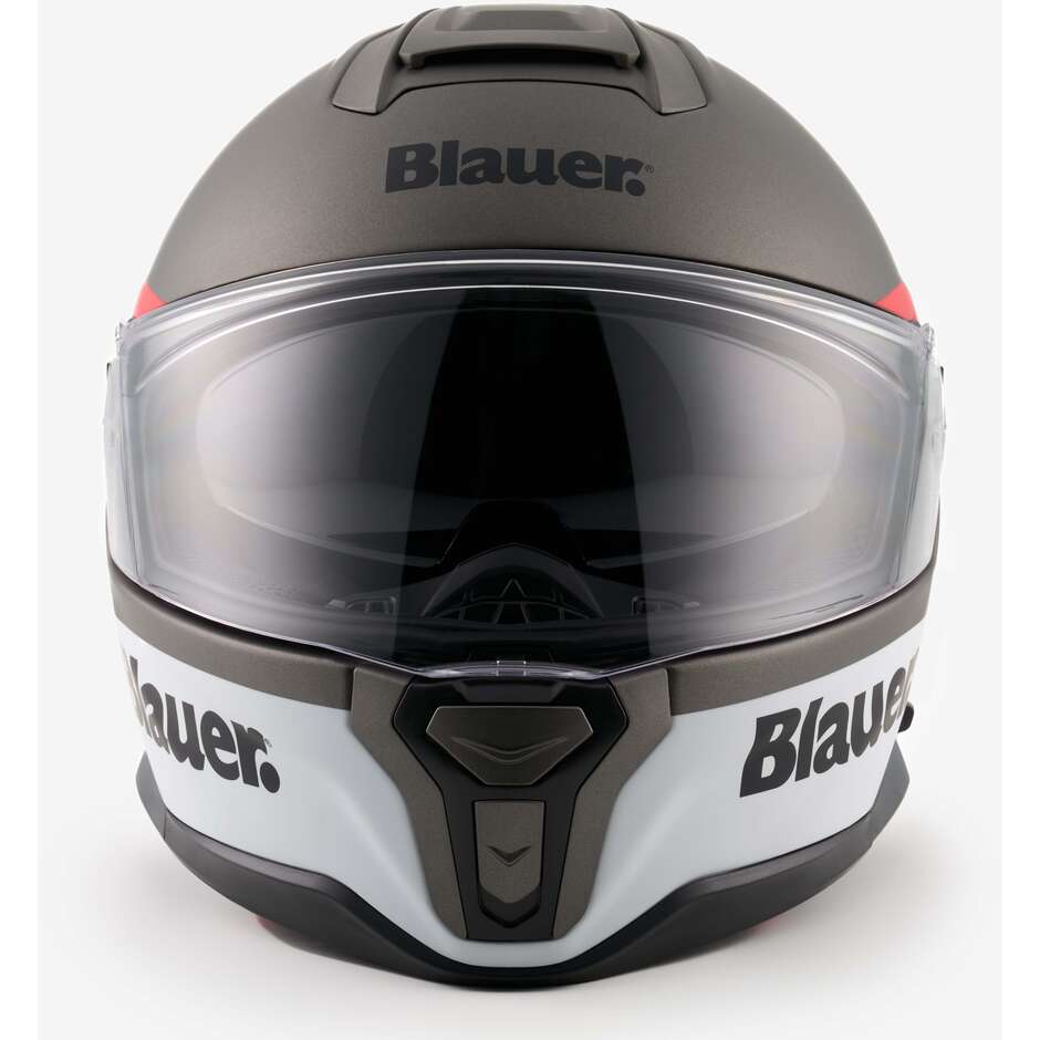 Casque moto intégral Blauer FF01 en visière double fibre H80 blanc anthracite