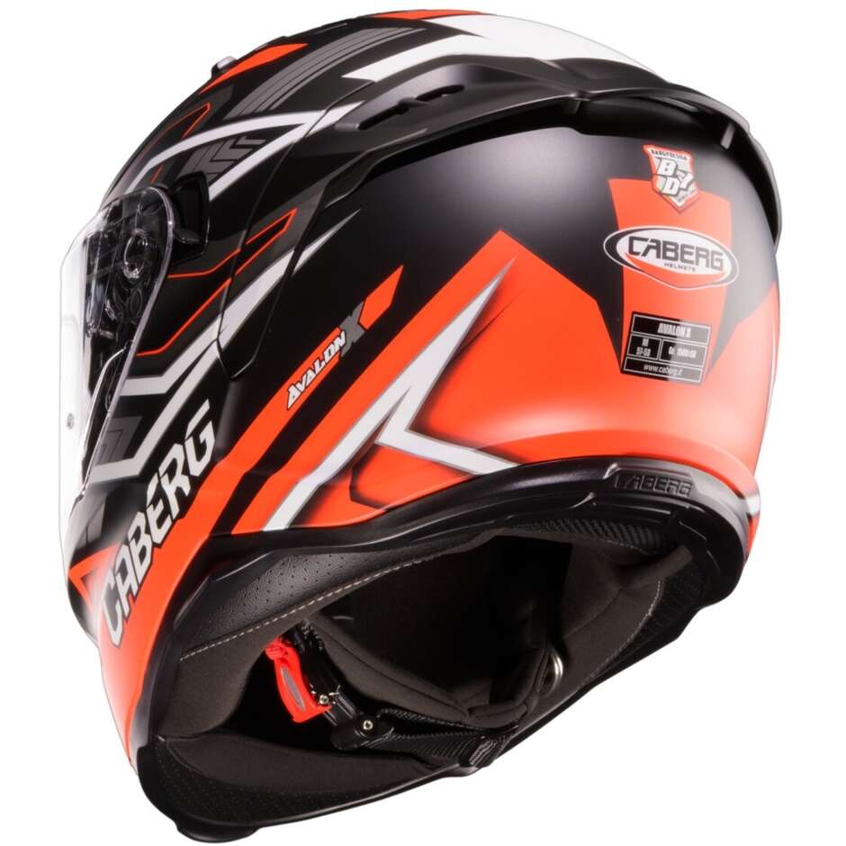 Casque moto intégral Caberg AVALON X BRAMA Noir mat Rouge fluo Anthracite