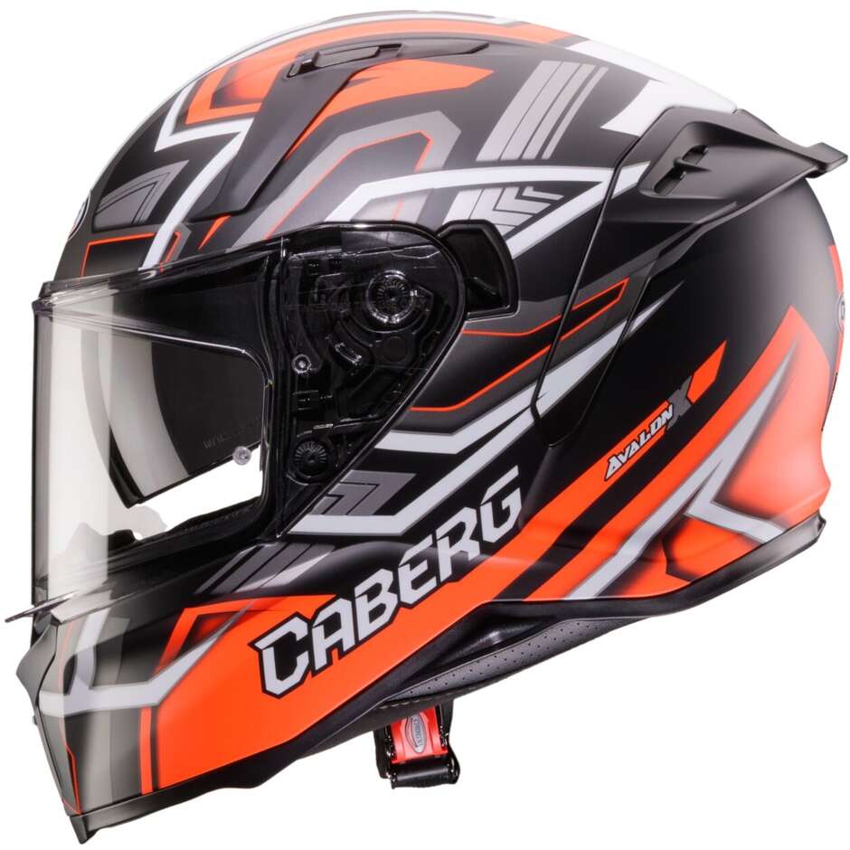 Casque moto intégral Caberg AVALON X BRAMA Noir mat Rouge fluo Anthracite