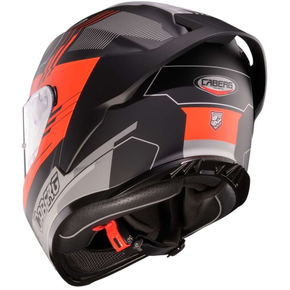 Casque moto intégral Caberg ROXTER COLT noir mat rouge fluo gris