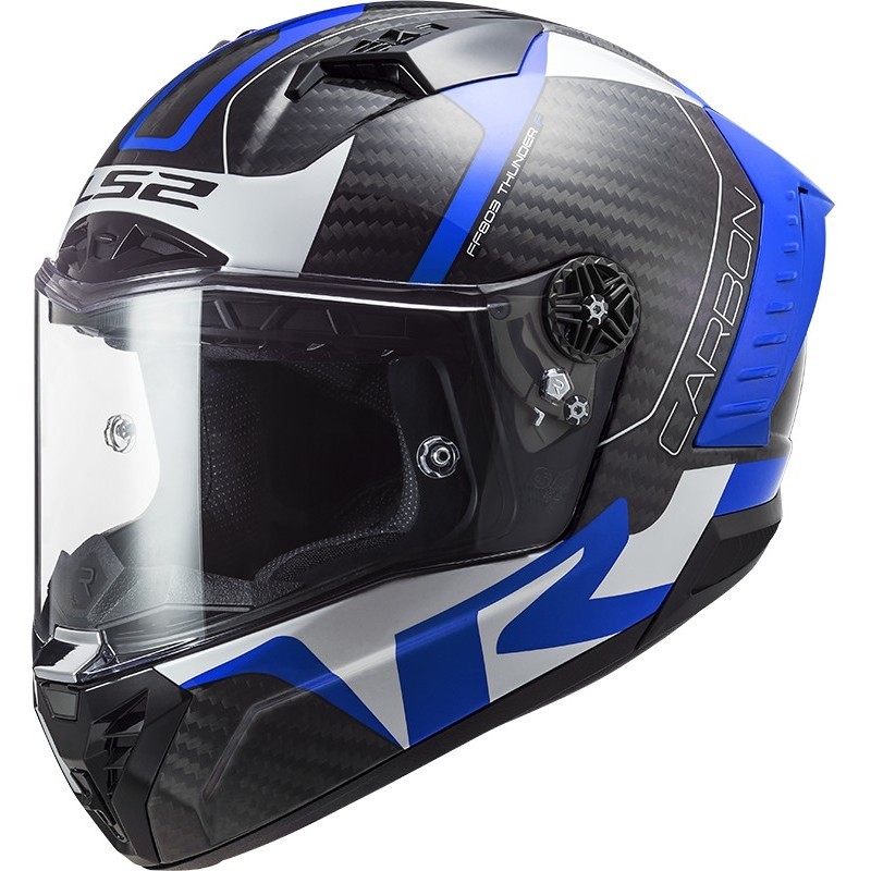 Casque Moto Int gral Carbone Ls2 FF805 THUNDER C Racing 1 Bleu