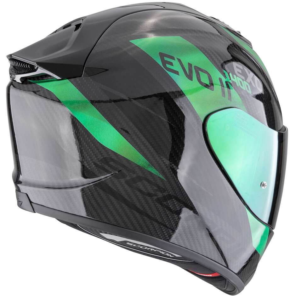 Casque moto intégral carbone Scorpion EXO-1400 EVO II CARBON AIR PLATTED noir vert