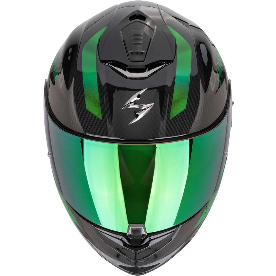 Casque moto intégral carbone Scorpion EXO-1400 EVO II CARBON AIR PLATTED noir vert