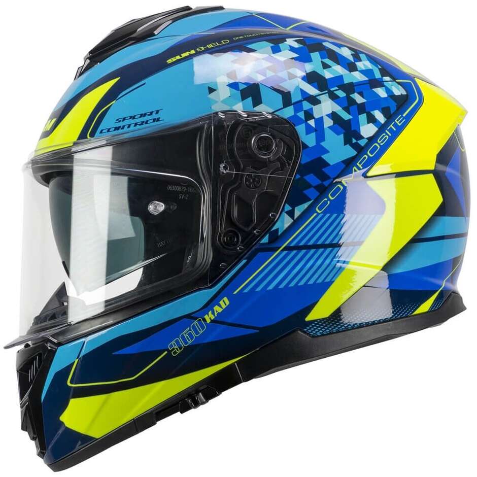 Casque Moto Intégral CGM 360S KAD RACE Bleu Jaune Fluo