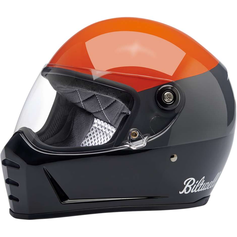 Casque Moto Intégral Custom Biltwell Lane Splitter PODIUM Orange Gris Noir