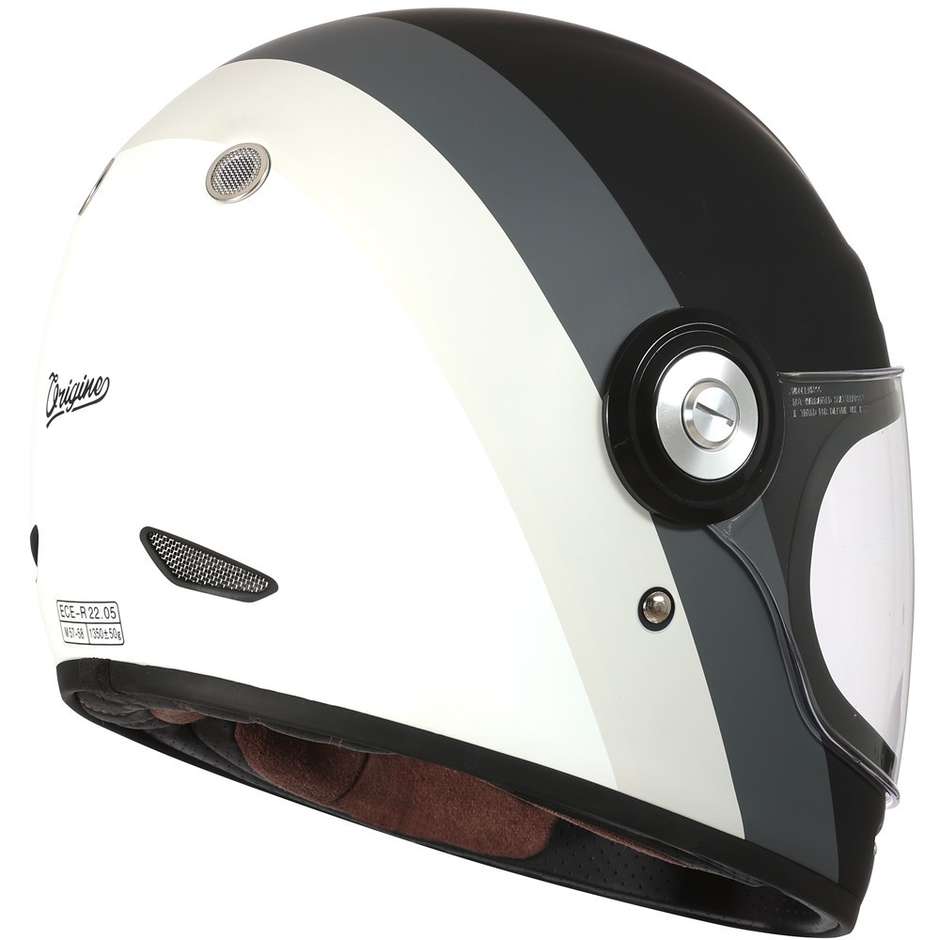 Casque Moto Intégral Custom Origine VEGA PRIMITIVE Gris Mat Blanc Noir