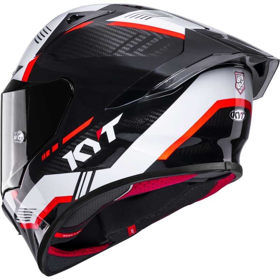 Casque moto intégral de course Kyt R1R CARBON ZONE rouge