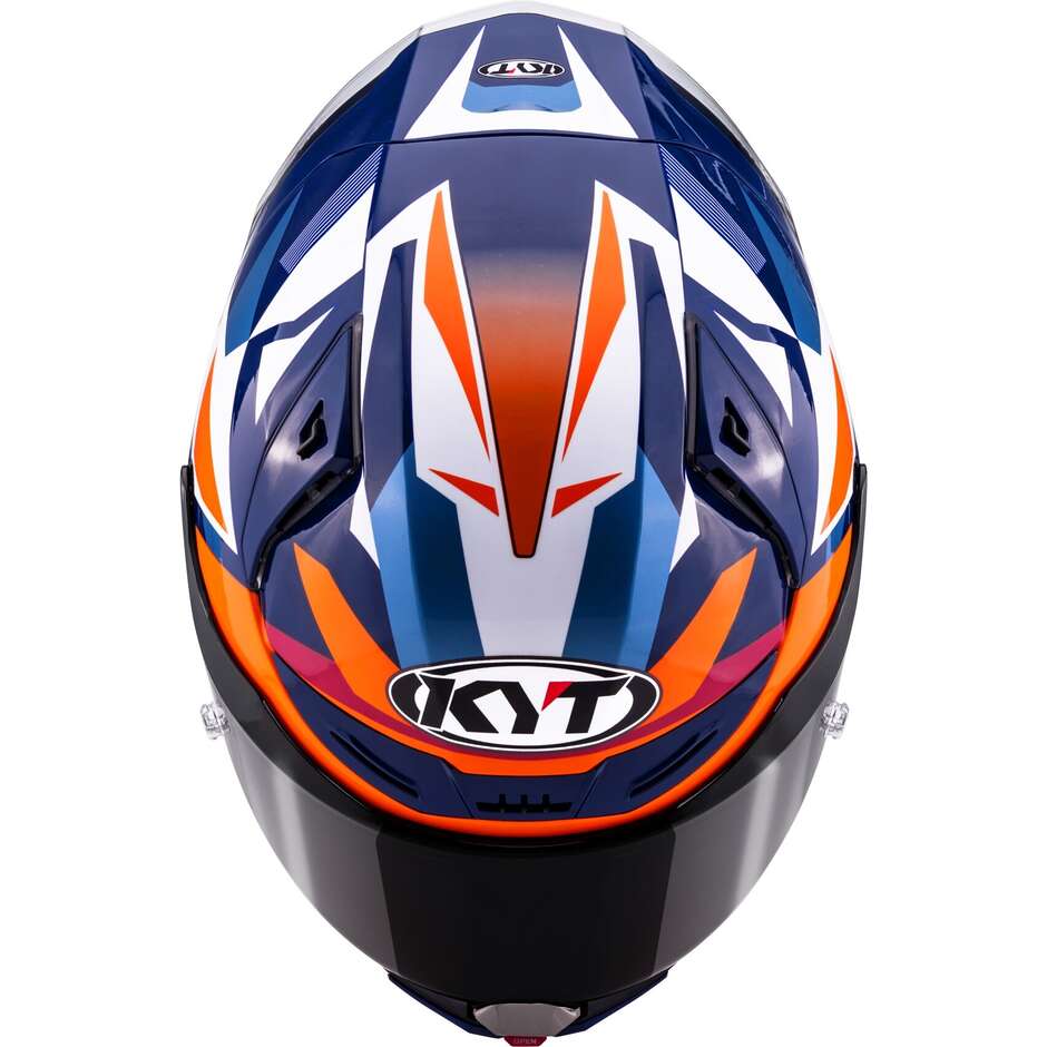 Casque moto intégral de course Kyt R1R Diamond, bleu/orange