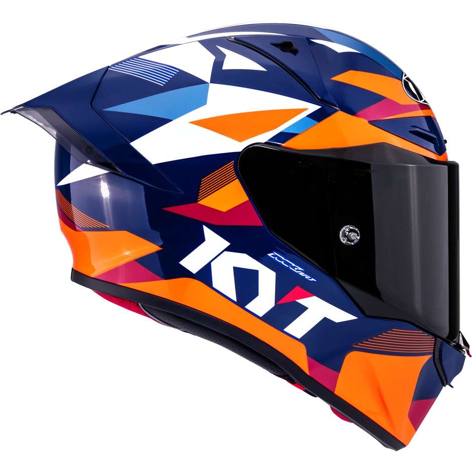 Casque moto intégral de course Kyt R1R Diamond, bleu/orange