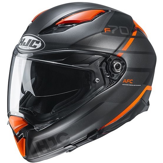 Casque Moto Intégral En Fibre HJC F70 TINO MC7SF Matt Black Orange